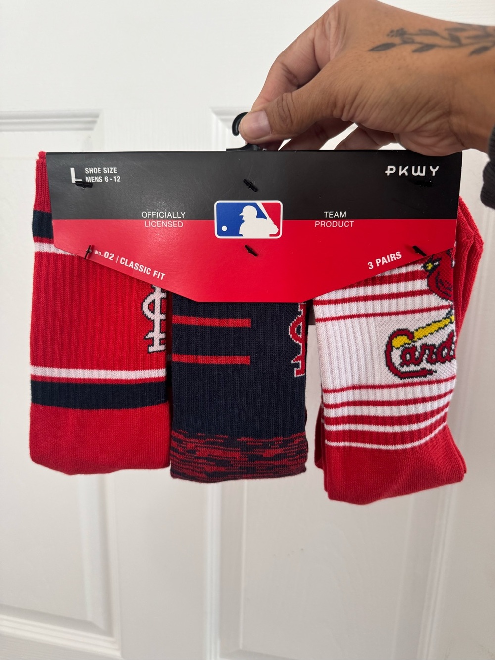 MLB St. Louis Cardinals 3-Pack Crew Socks - Red, Navy, White